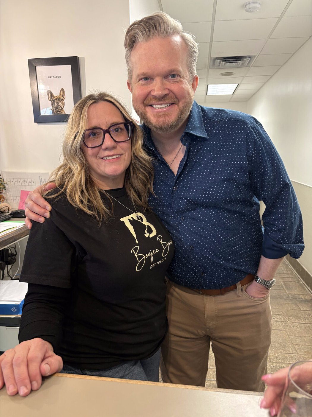 Owner Sue with KDKA’s David Highfield at Boujee Barn Pet Resort — as seen on Pittsburgh Today Live